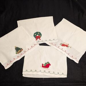 Festive Embroidered Holiday Napkins